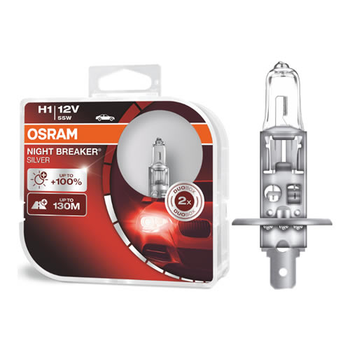 12V 55W H1 BULBS NB SILVER 100% BRIGHTER (2)
