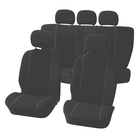 SEATCOVERS 9PCS SET 'VELOURS' BLACK/GREY